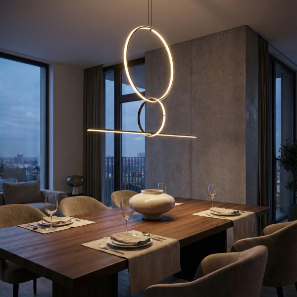 Детайлно изображение на Висящ LED полилей Balans | Два пръстена | 60W | 3000K | Черен Снимка на Висящ LED полилей Balans | Два пръстена | 60W | 3000K | Черен