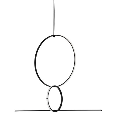 Висящ LED полилей Balans | Два пръстена | 60W | 3000K | Черен