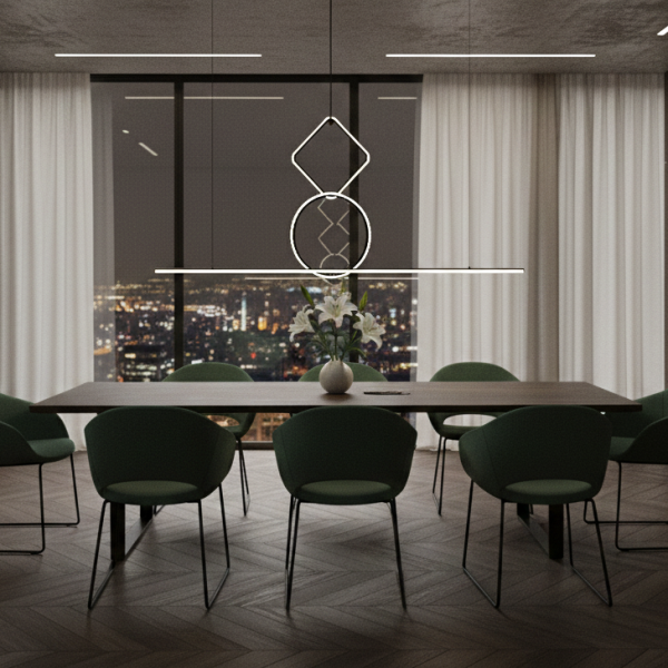 Детайлно изображение на Висящ LED полилей Balans | Ромб и кръг | 70W | 3000K | Черен Снимка на Висящ LED полилей Balans | Ромб и кръг | 70W | 3000K | Черен