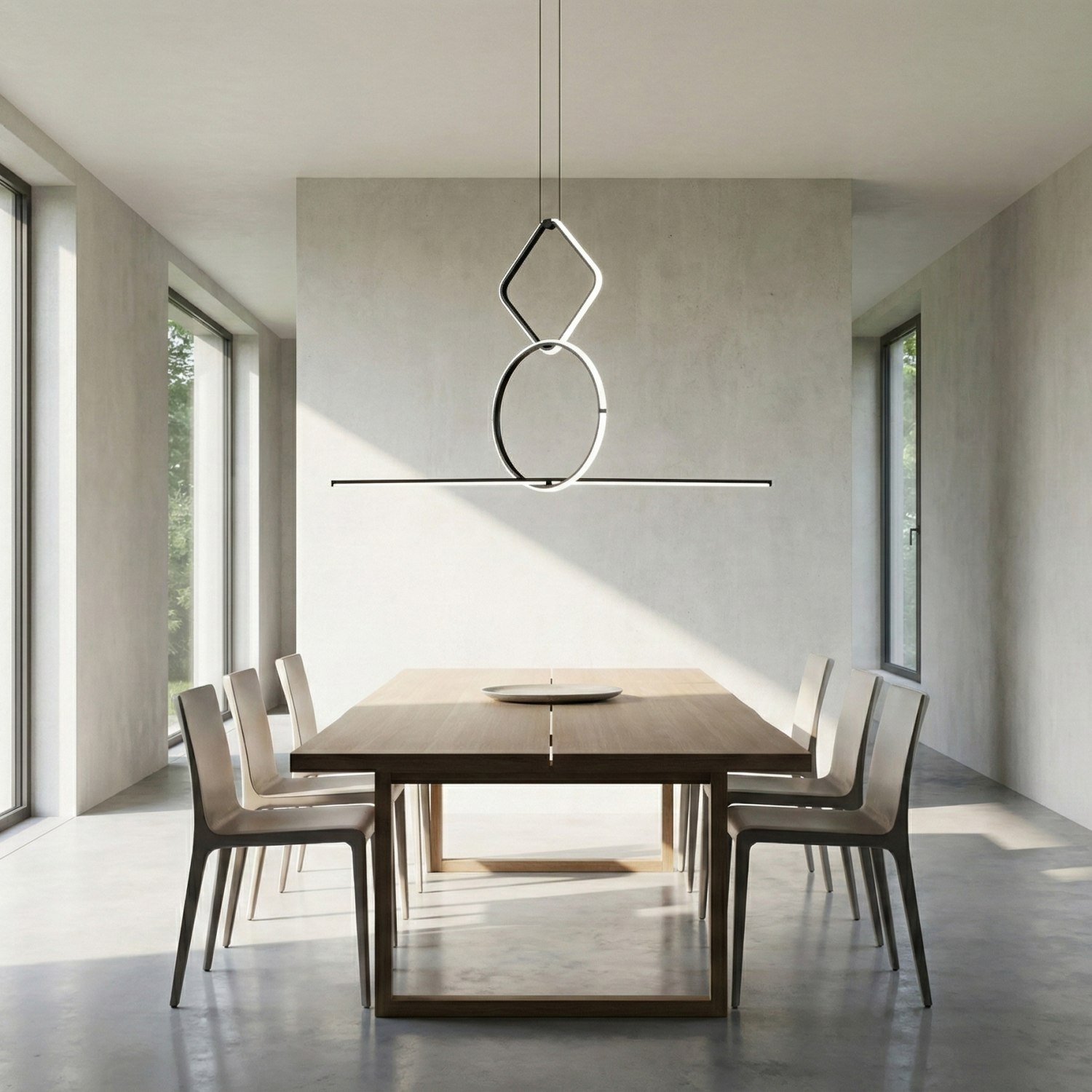 Детайлно изображение на Висящ LED полилей Balans | Ромб и кръг | 70W | 3000K | Черен Снимка на Висящ LED полилей Balans | Ромб и кръг | 70W | 3000K | Черен