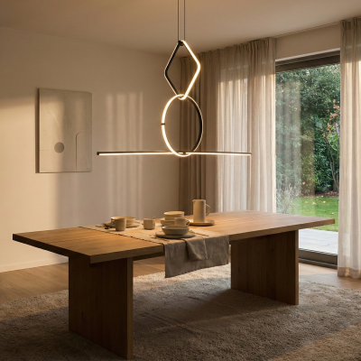 Висящ LED полилей Balans | Ромб и кръг | 70W | 3000K | Черен