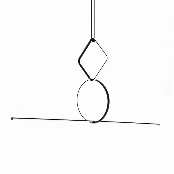 Детайлно изображение на Висящ LED полилей Balans | Ромб и кръг | 70W | 3000K | Черен Снимка на Висящ LED полилей Balans | Ромб и кръг | 70W | 3000K | Черен