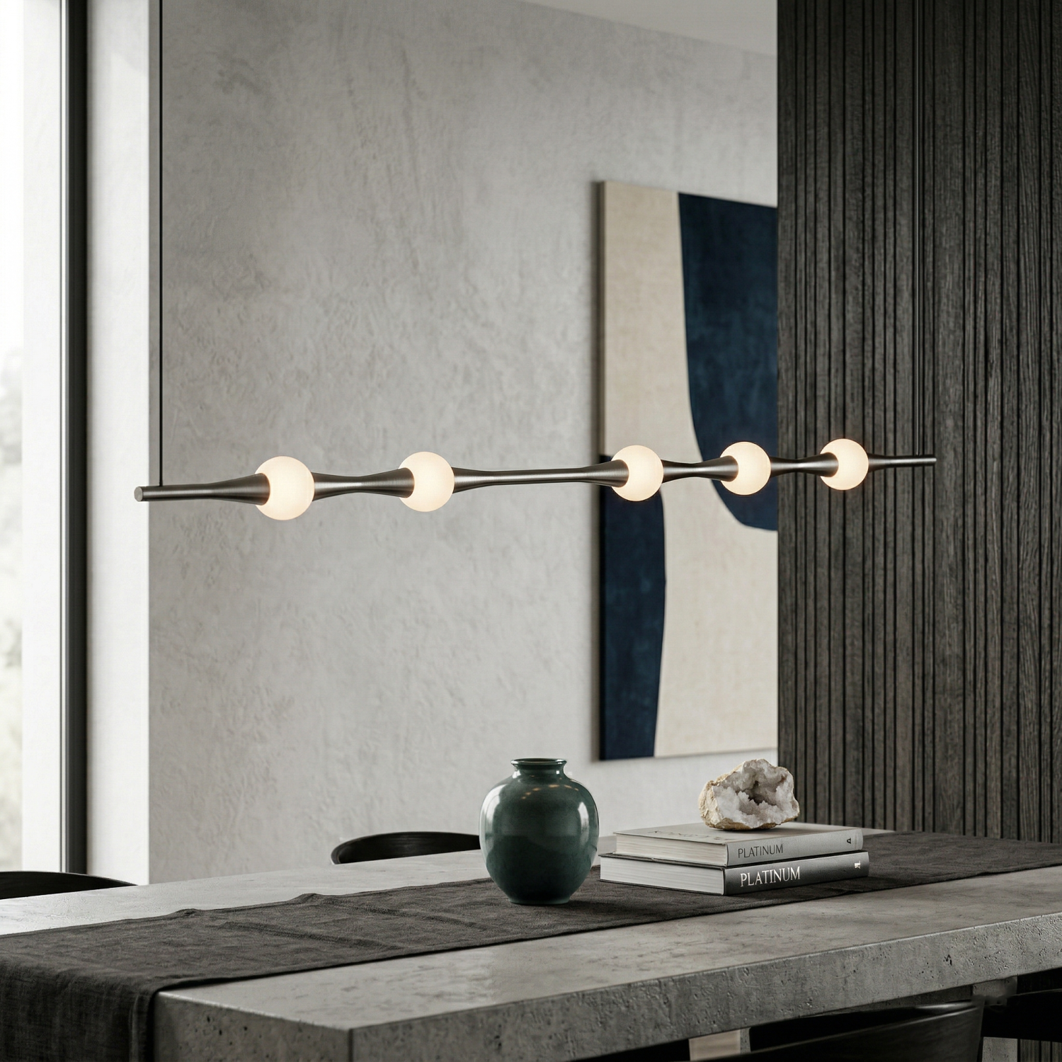 Детайлно изображение на Дизайнерски висящ LED полилей Bamboo Horizontal | 3000K | 6W Снимка на Дизайнерски висящ LED полилей Bamboo Horizontal | 3000K | 6W