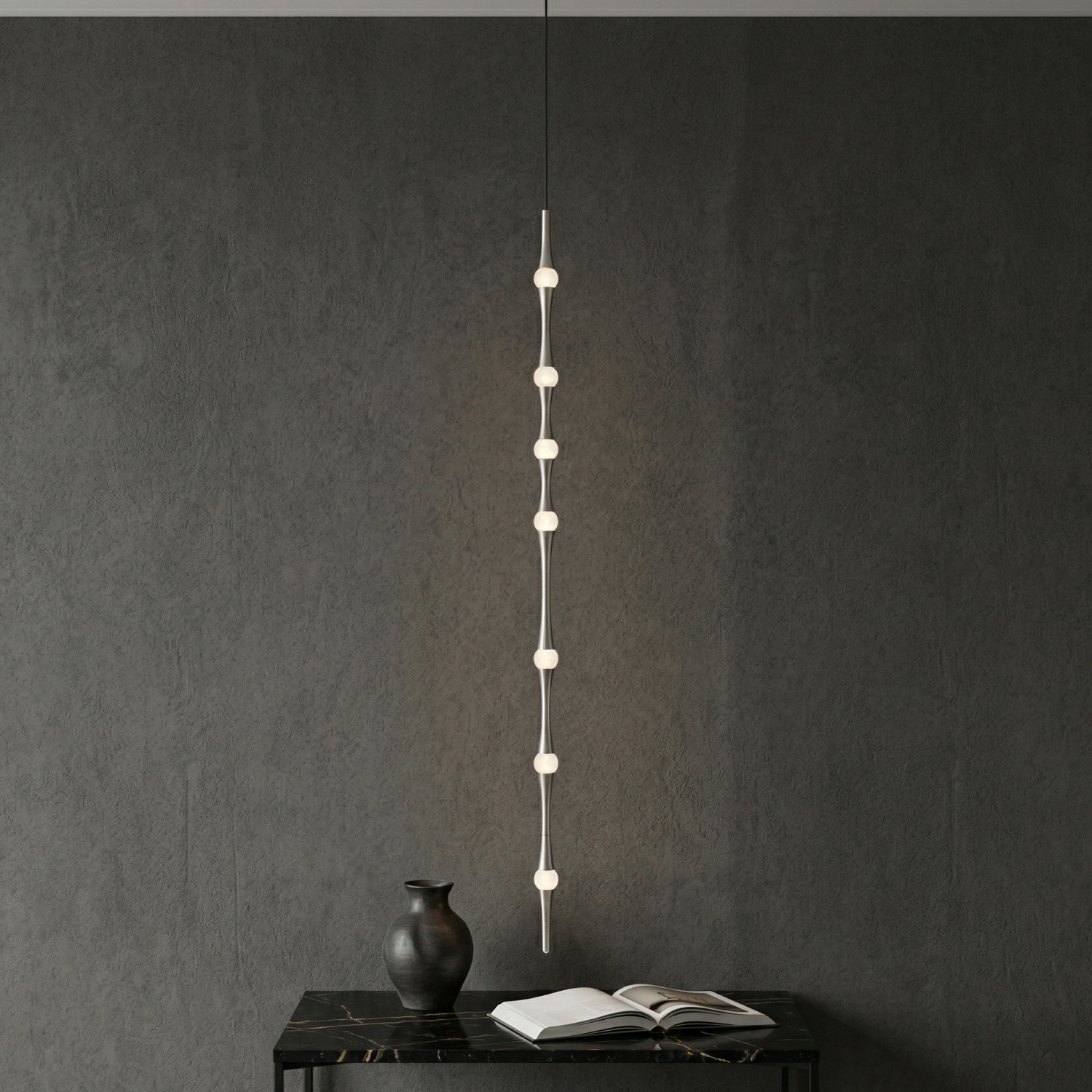 Детайлно изображение на Дизайнерски висящ LED полилей Bamboo Vertical | 6W | 3000K Снимка на Дизайнерски висящ LED полилей Bamboo Vertical | 6W | 3000K