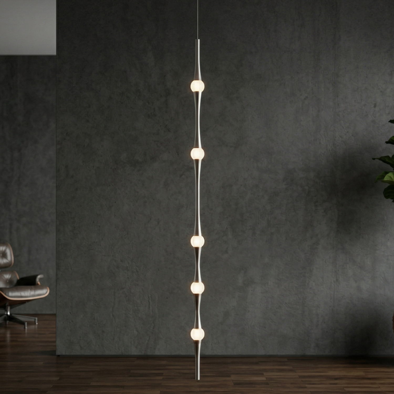 Детайлно изображение на Дизайнерски висящ LED полилей Bamboo Vertical | 6W | 3000K Снимка на Дизайнерски висящ LED полилей Bamboo Vertical | 6W | 3000K