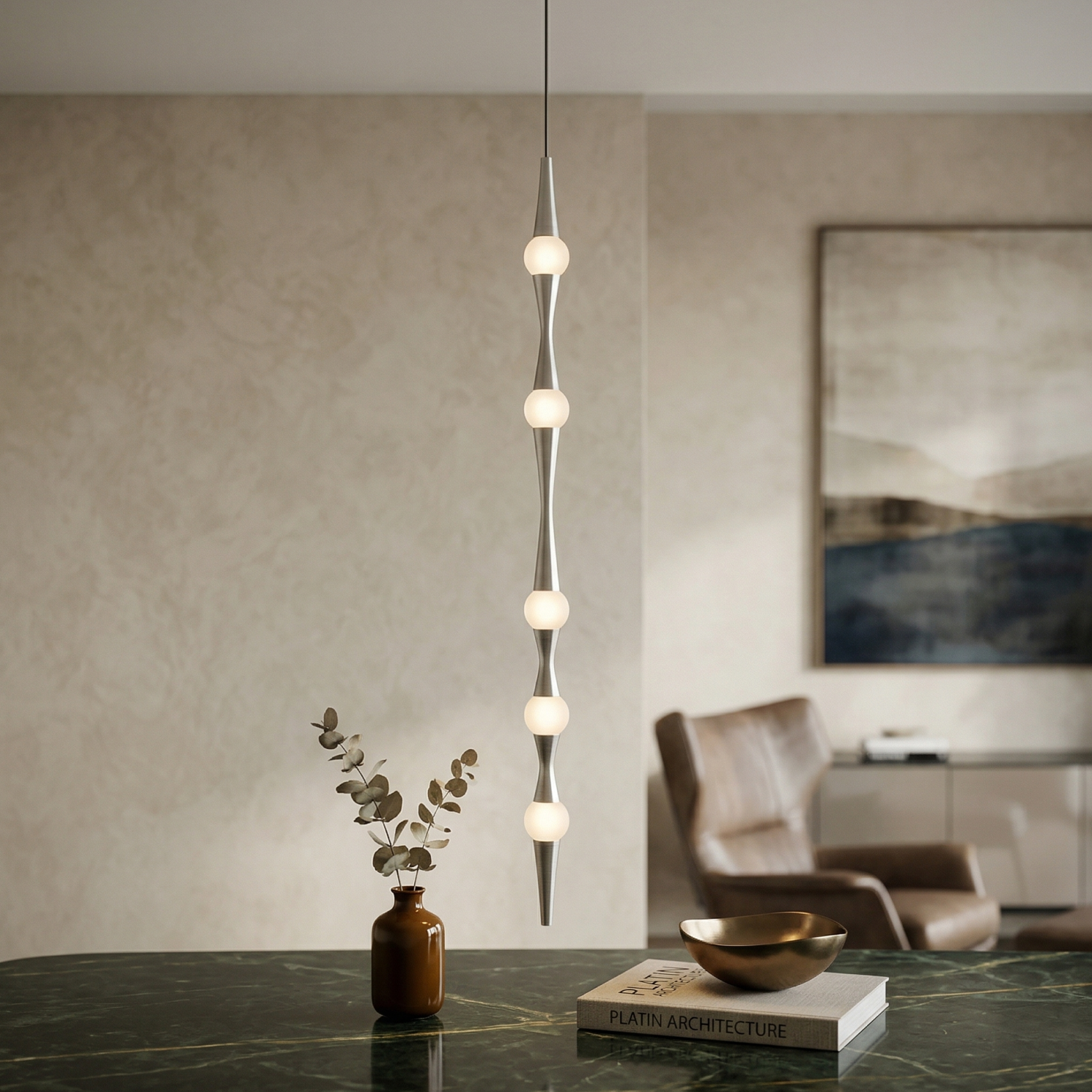 Детайлно изображение на Дизайнерски висящ LED полилей Bamboo Vertical | 6W | 3000K Снимка на Дизайнерски висящ LED полилей Bamboo Vertical | 6W | 3000K