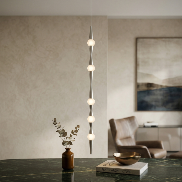 Детайлно изображение на Дизайнерски висящ LED полилей Bamboo Vertical | 6W | 3000K Снимка на Дизайнерски висящ LED полилей Bamboo Vertical | 6W | 3000K