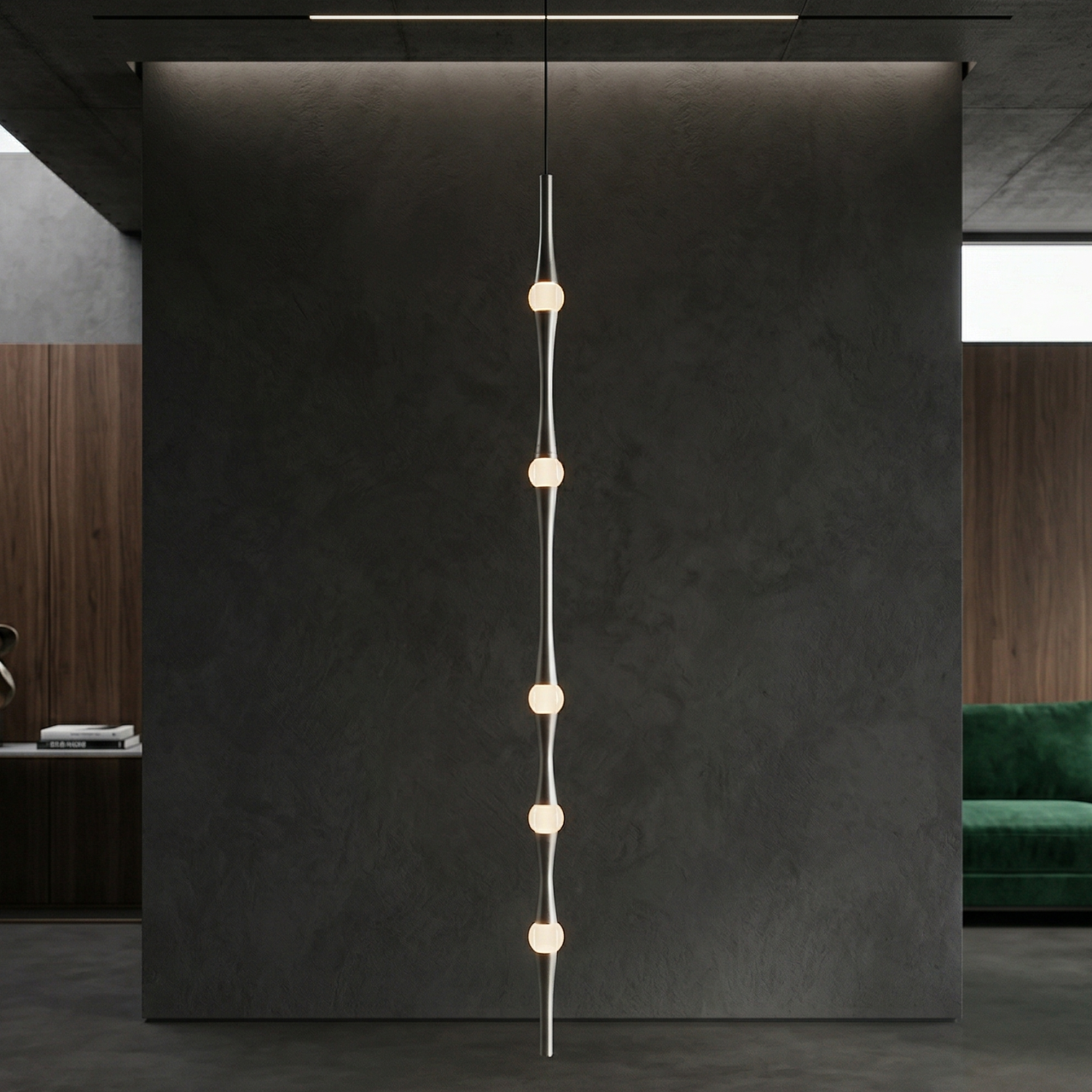Детайлно изображение на Дизайнерски висящ LED полилей Bamboo Vertical | 6W | 3000K Снимка на Дизайнерски висящ LED полилей Bamboo Vertical | 6W | 3000K