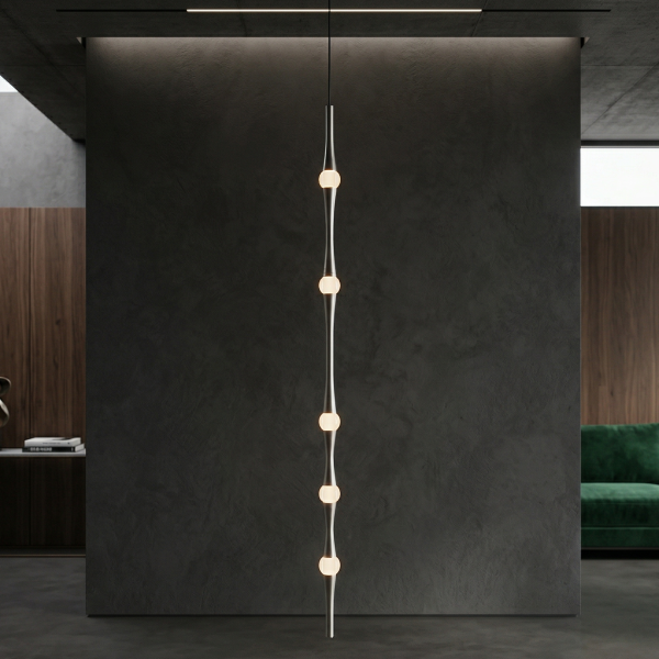 Детайлно изображение на Дизайнерски висящ LED полилей Bamboo Vertical | 6W | 3000K Снимка на Дизайнерски висящ LED полилей Bamboo Vertical | 6W | 3000K
