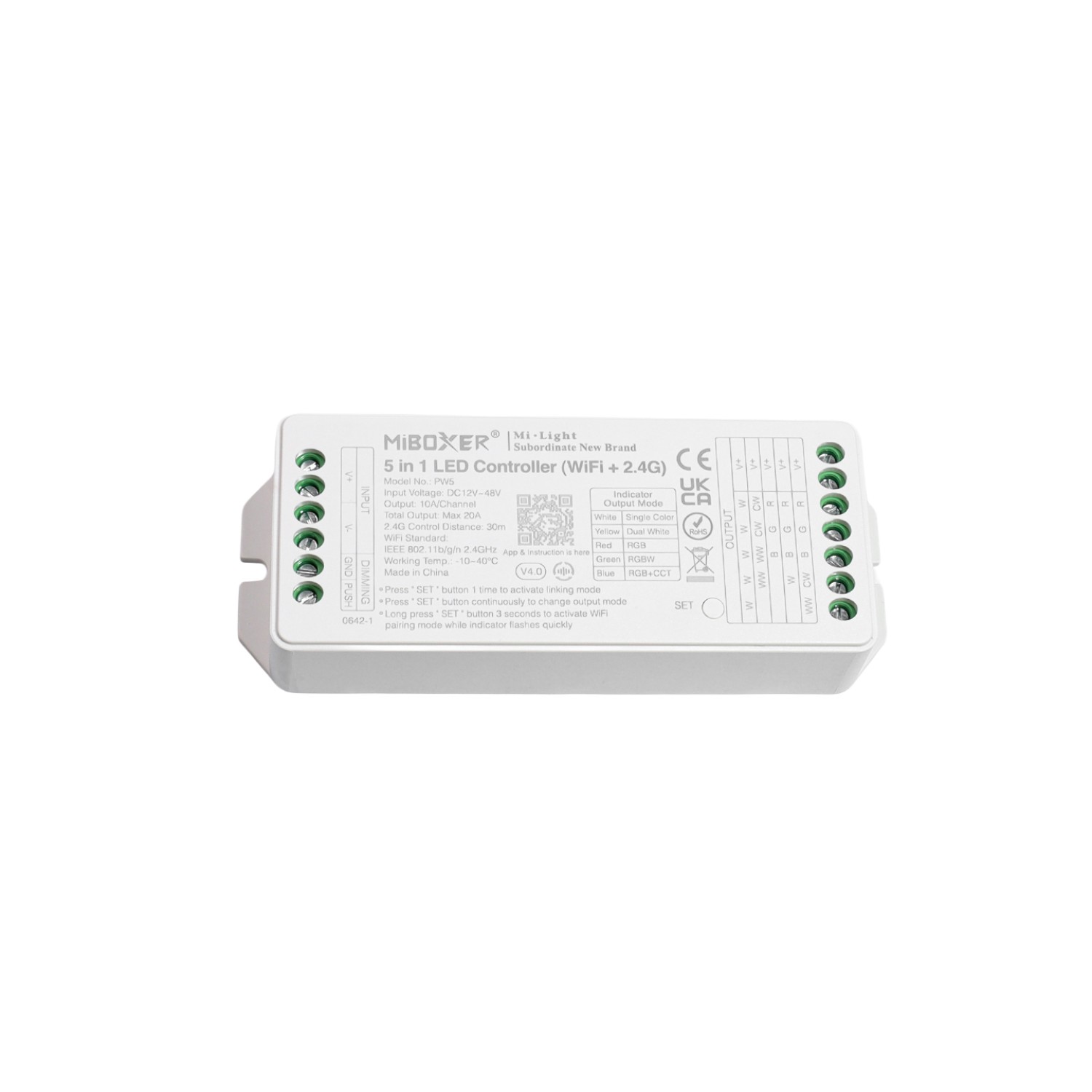 Детайлно изображение на Смарт LED контролер PW5 5 в 1, 12–48V Снимка на Смарт LED контролер PW5 5 в 1, 12–48V