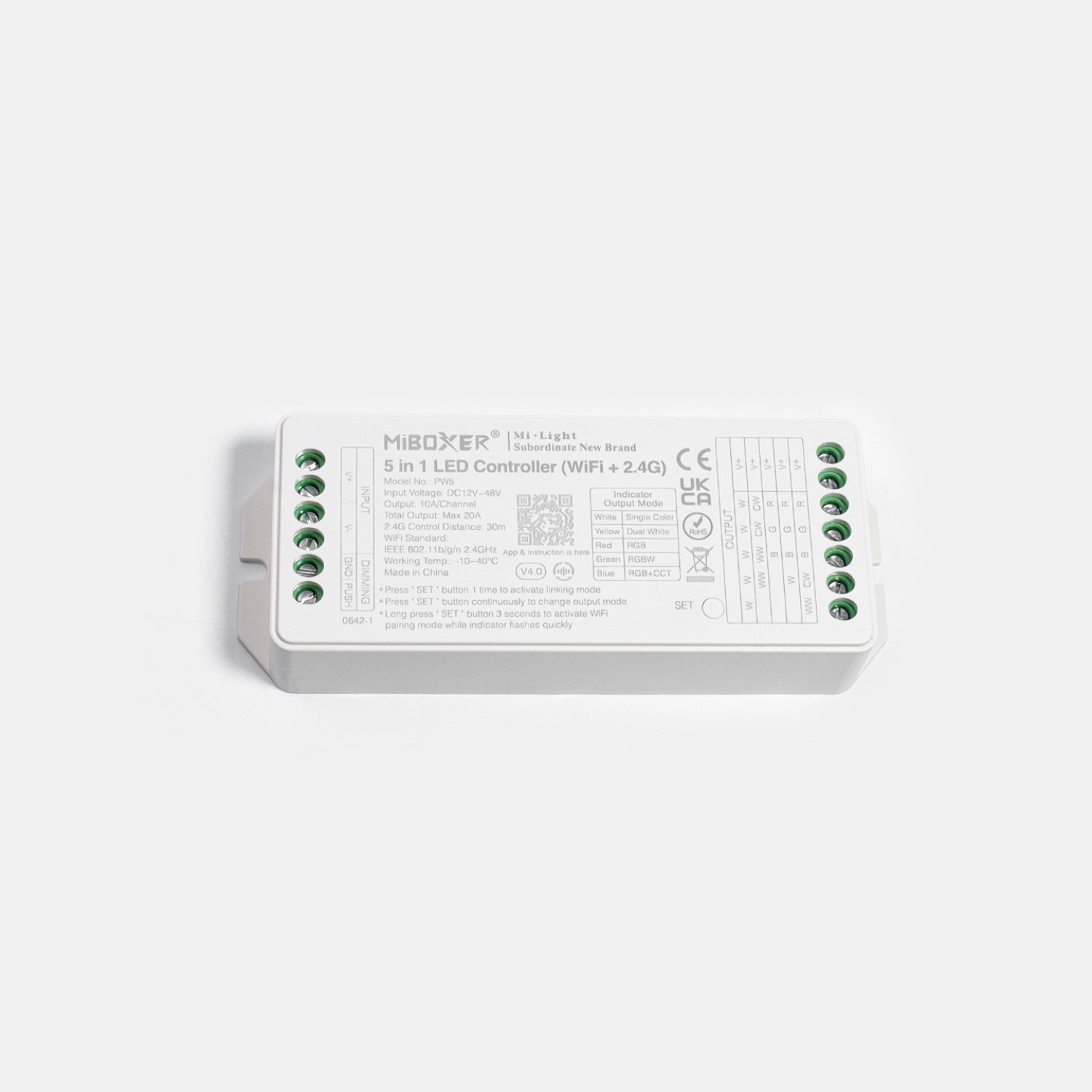 Детайлно изображение на Смарт LED контролер PW5 5 в 1, 12–48V Снимка на Смарт LED контролер PW5 5 в 1, 12–48V