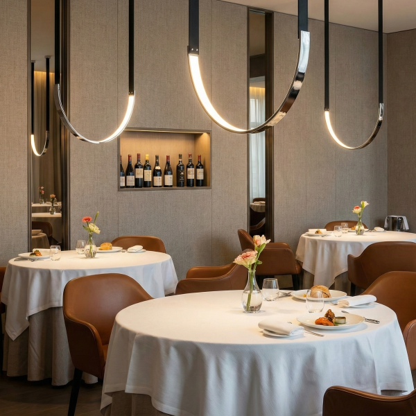 Снимка на Висяш LED пендел Bend с кожен колан| Черен | 3000K