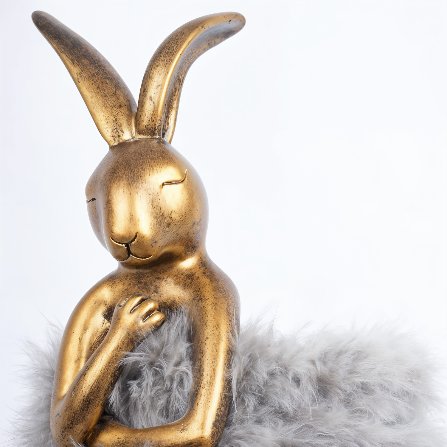 Детайлно изображение на Декоративна настолна лампа Bunny Fluffy | Зайче със сива рокля | 51cm Снимка на Декоративна настолна лампа Bunny Fluffy | Зайче със сива рокля | 51cm