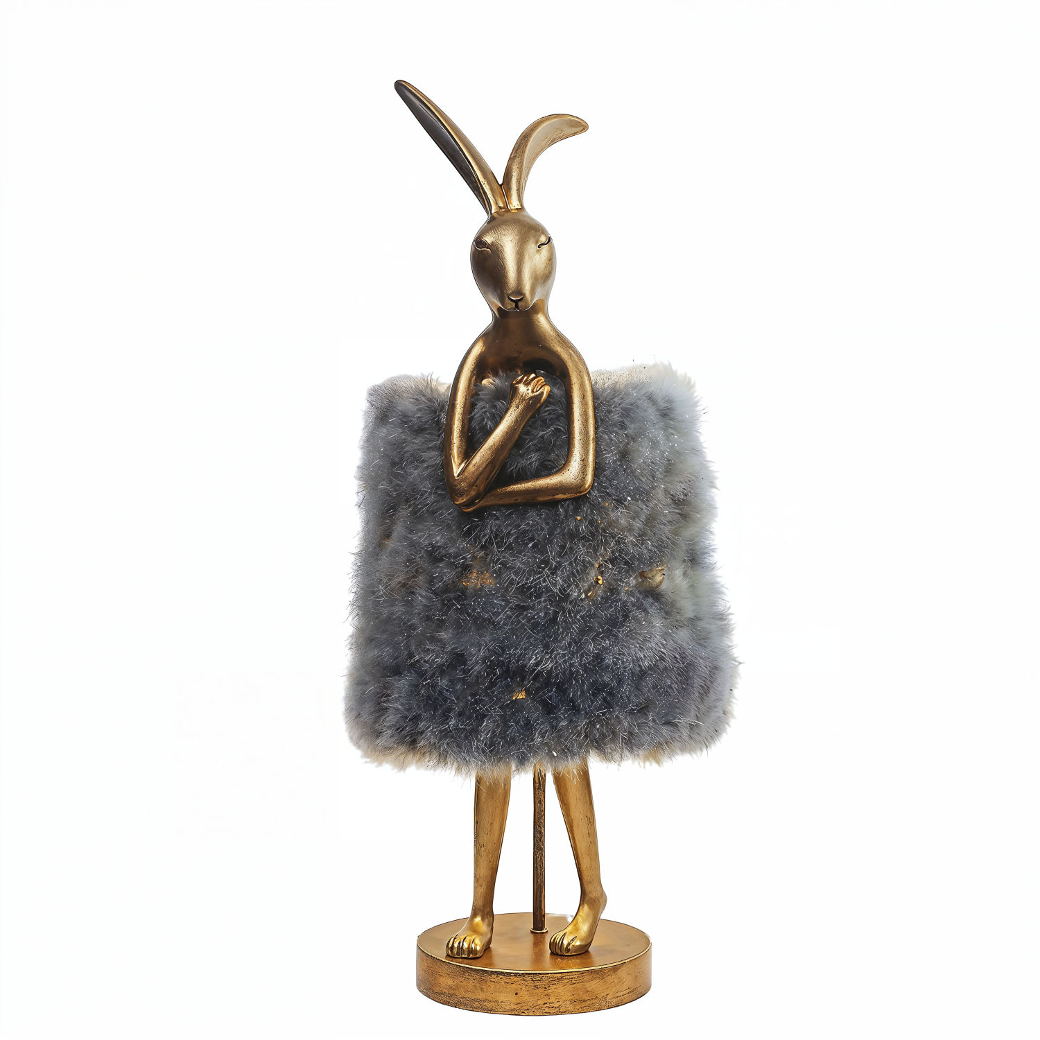 Снимка на Декоративна настолна лампа Bunny Fluffy | Зайче със сива рокля | 51cm