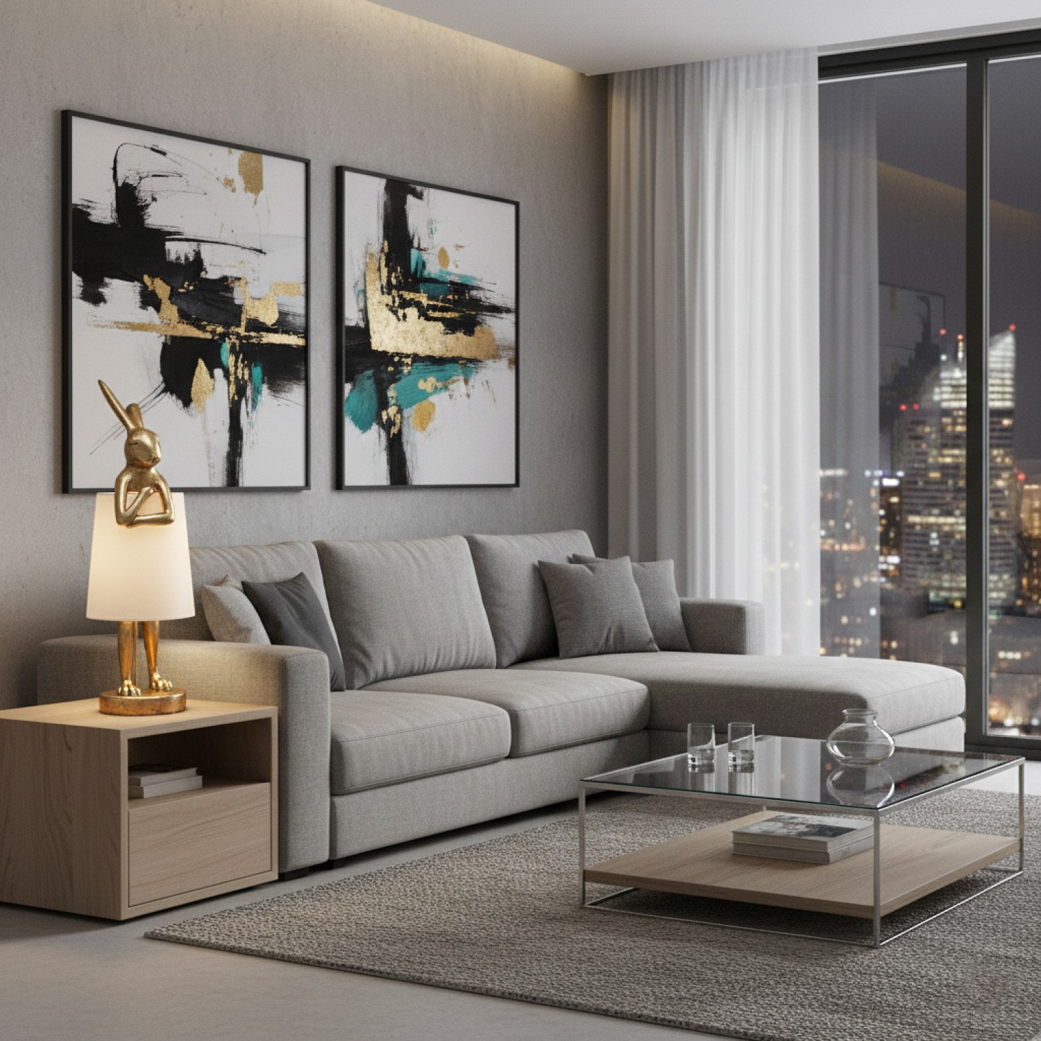 Снимка на Декоративна настолна лампа заек Bunny White | 51cm