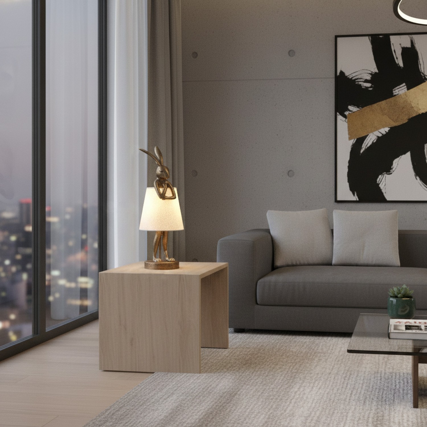 Снимка на Декоративна настолна лампа заек Bunny White | 51cm