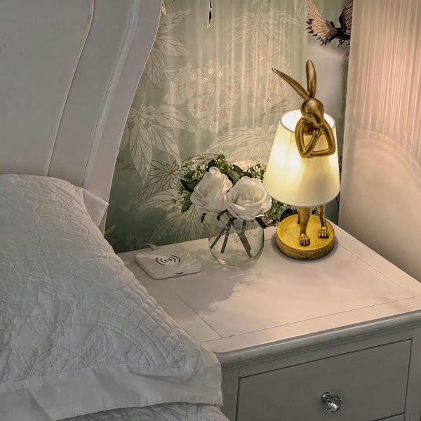 Снимка на Декоративна настолна лампа заек Bunny White | 51cm