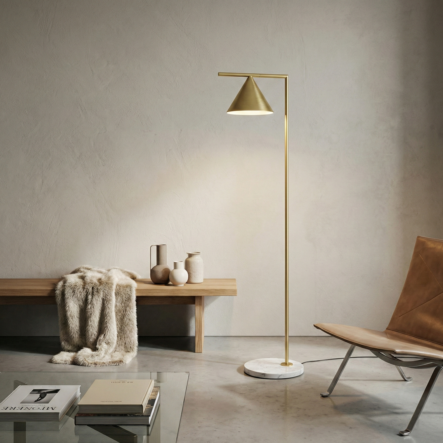 Детайлно изображение на Подова лампа Caleo | Матово златист | 155cm | Мраморна основа Снимка на Подова лампа Caleo | Матово златист | 155cm | Мраморна основа