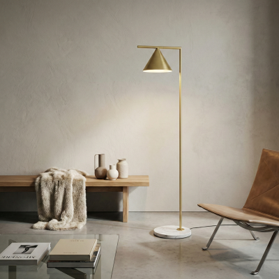 Подова лампа Caleo | Матово златист | 155cm | Мраморна основа