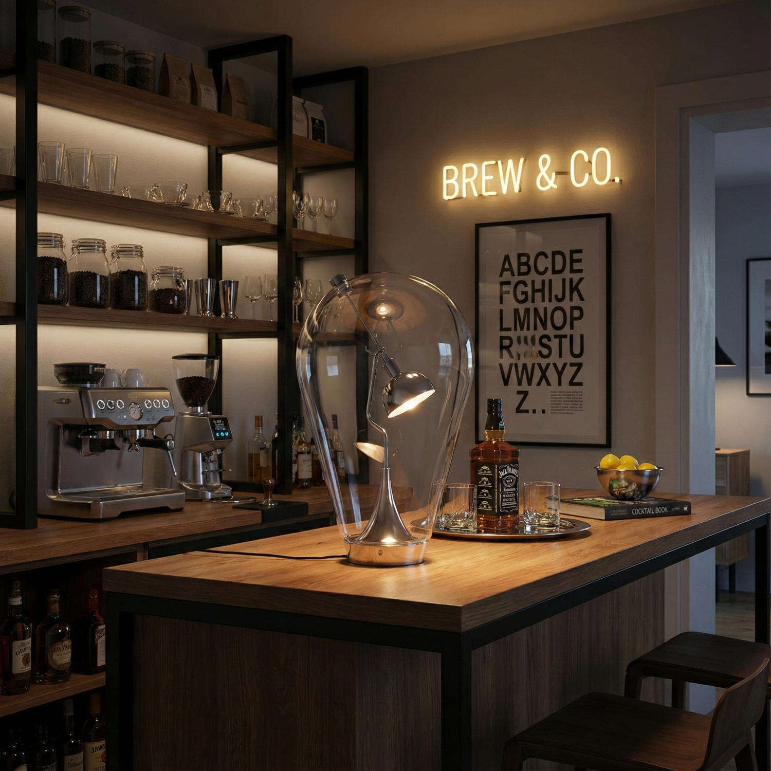 Снимка на Декоративна настолна лампа Fines | Хром и стъкло | 7W