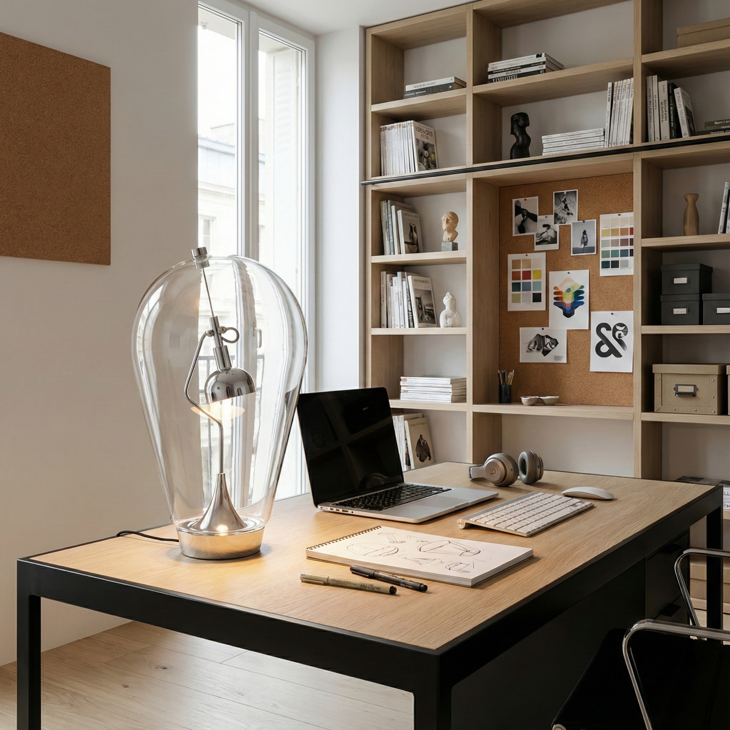 Снимка на Декоративна настолна лампа Fines | Хром и стъкло | 7W