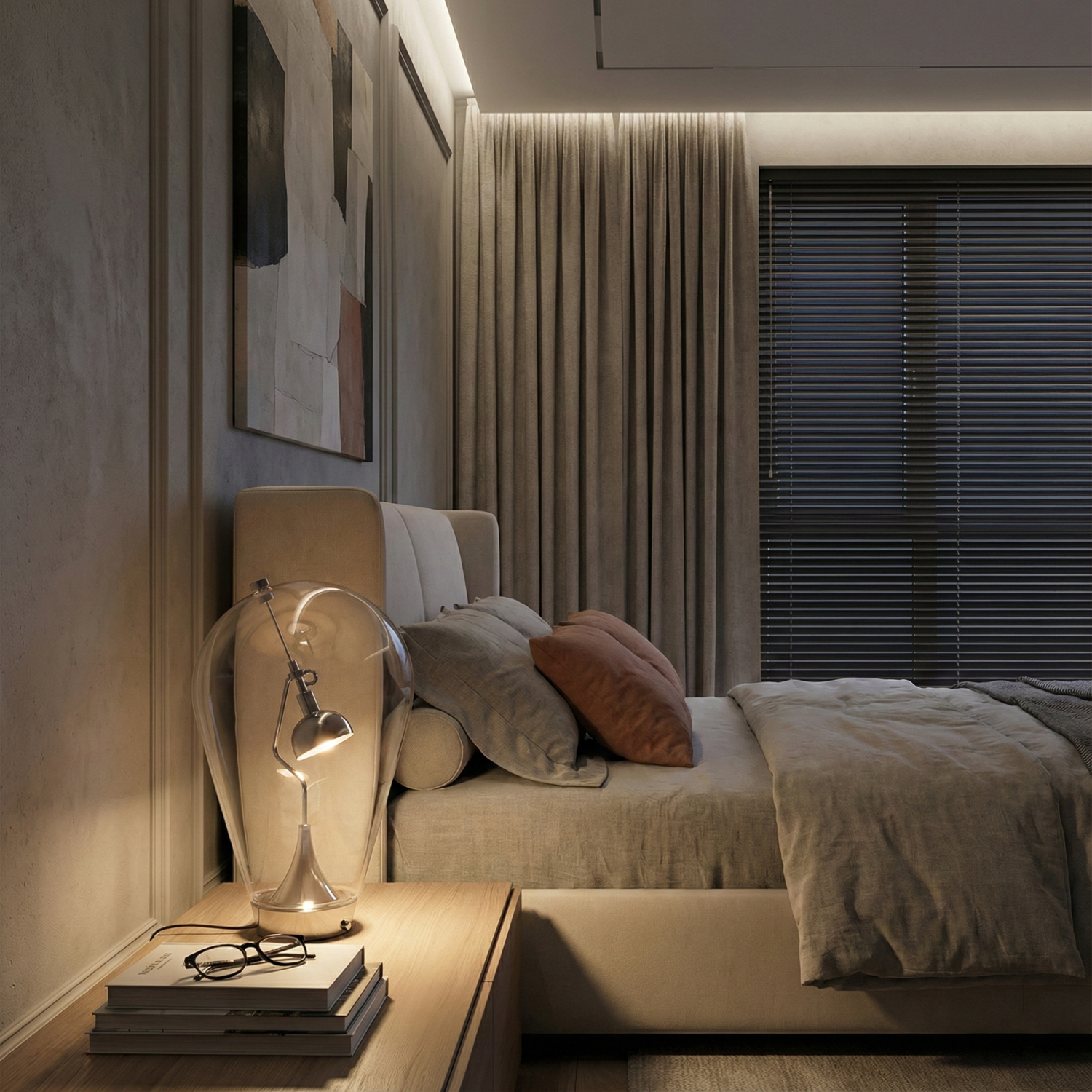 Снимка на Декоративна настолна лампа Fines | Хром и стъкло | 7W