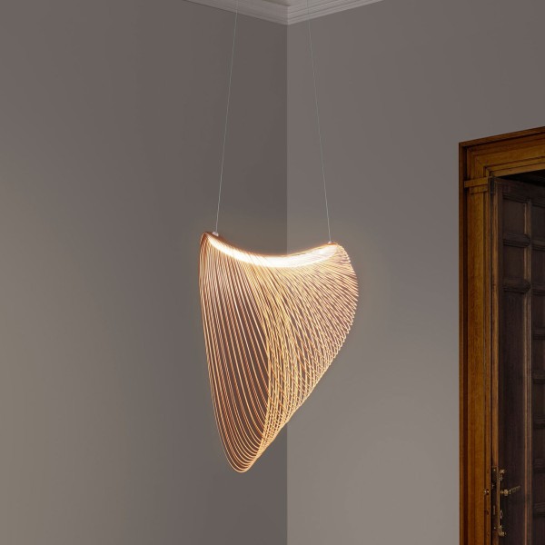 Снимка на Висящ LED пендел Finn | Бамбукови нишки | Кафяв | 3000K