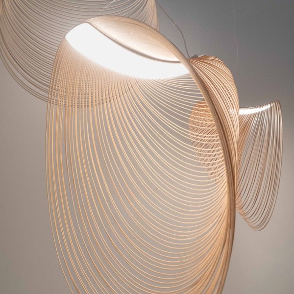 Снимка на Висящ LED пендел Finn | Бамбукови нишки | Кафяв | 3000K