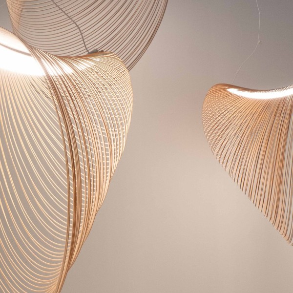 Снимка на Висящ LED пендел Finn | Бамбукови нишки | Кафяв | 3000K