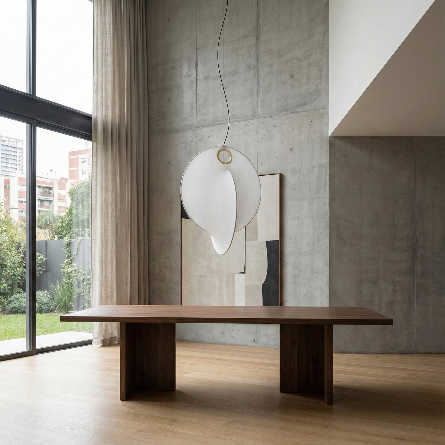 Детайлно изображение на Висяща лампа Gemini | Копринен абажур | E27 | Бял Снимка на Висяща лампа Gemini | Копринен абажур | E27 | Бял