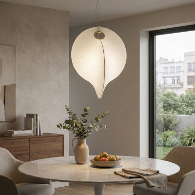 Висяща лампа Gemini | Копринен абажур | E27 | Бял