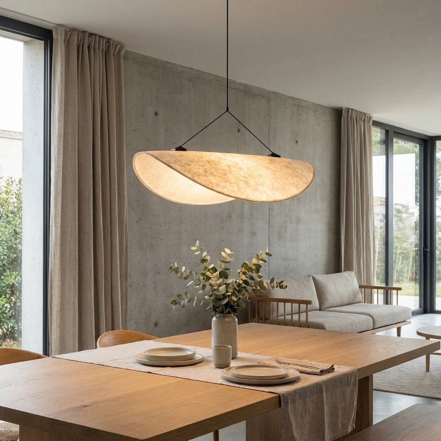 Снимка на Дизайнерска висяща лампа Glide | Извита форма | Dupont хартия | 3000K