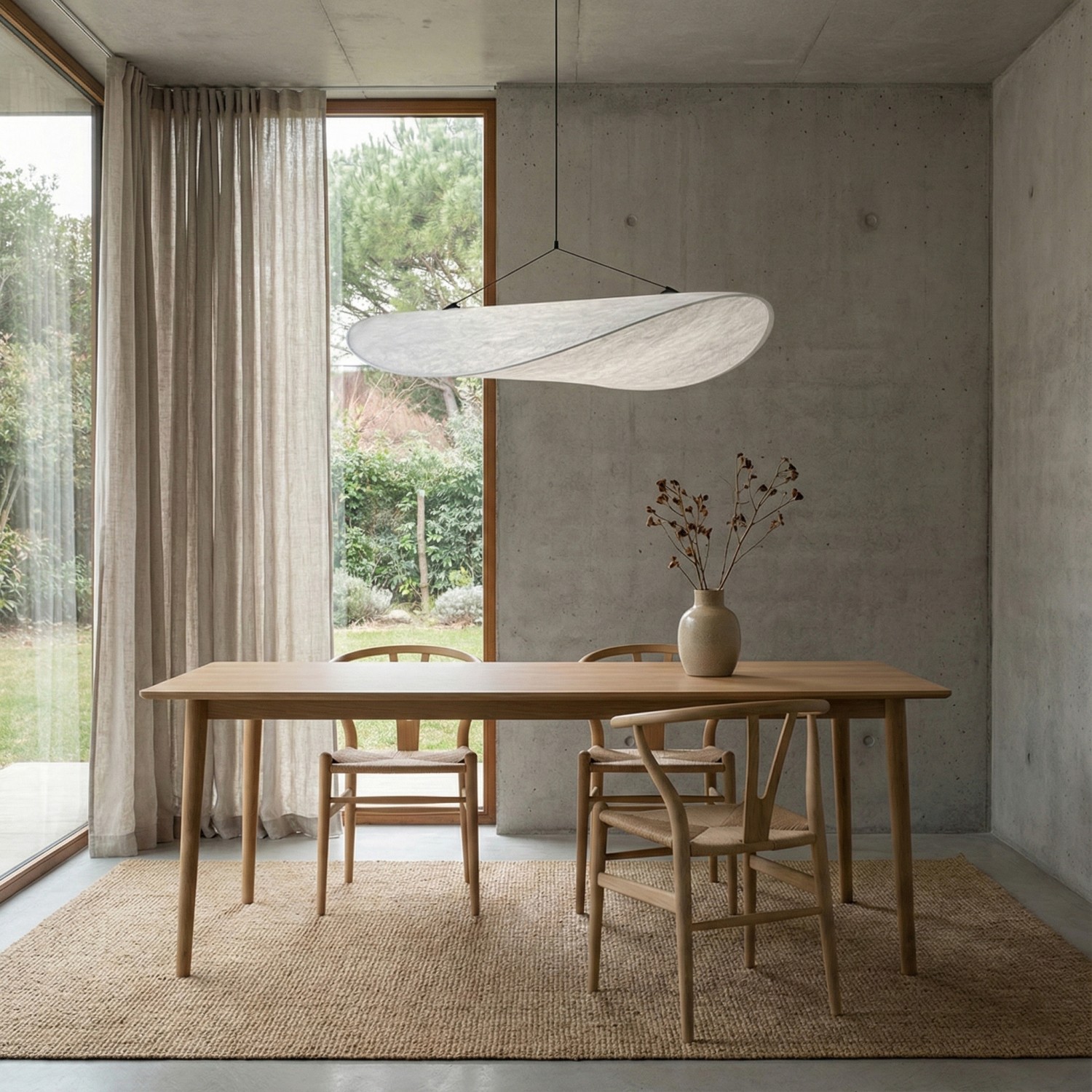 Снимка на Дизайнерска висяща лампа Glide | Извита форма | Dupont хартия | 3000K