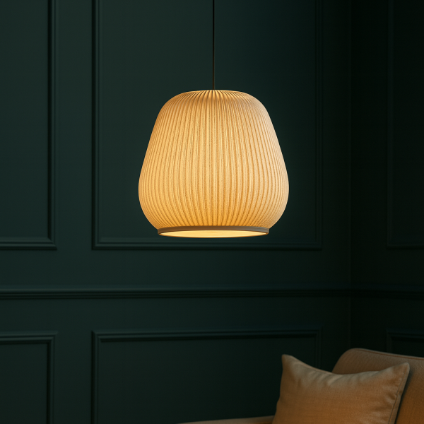 Снимка на Висящ пендел Globe A | Текстилен абажур | Бял | E27