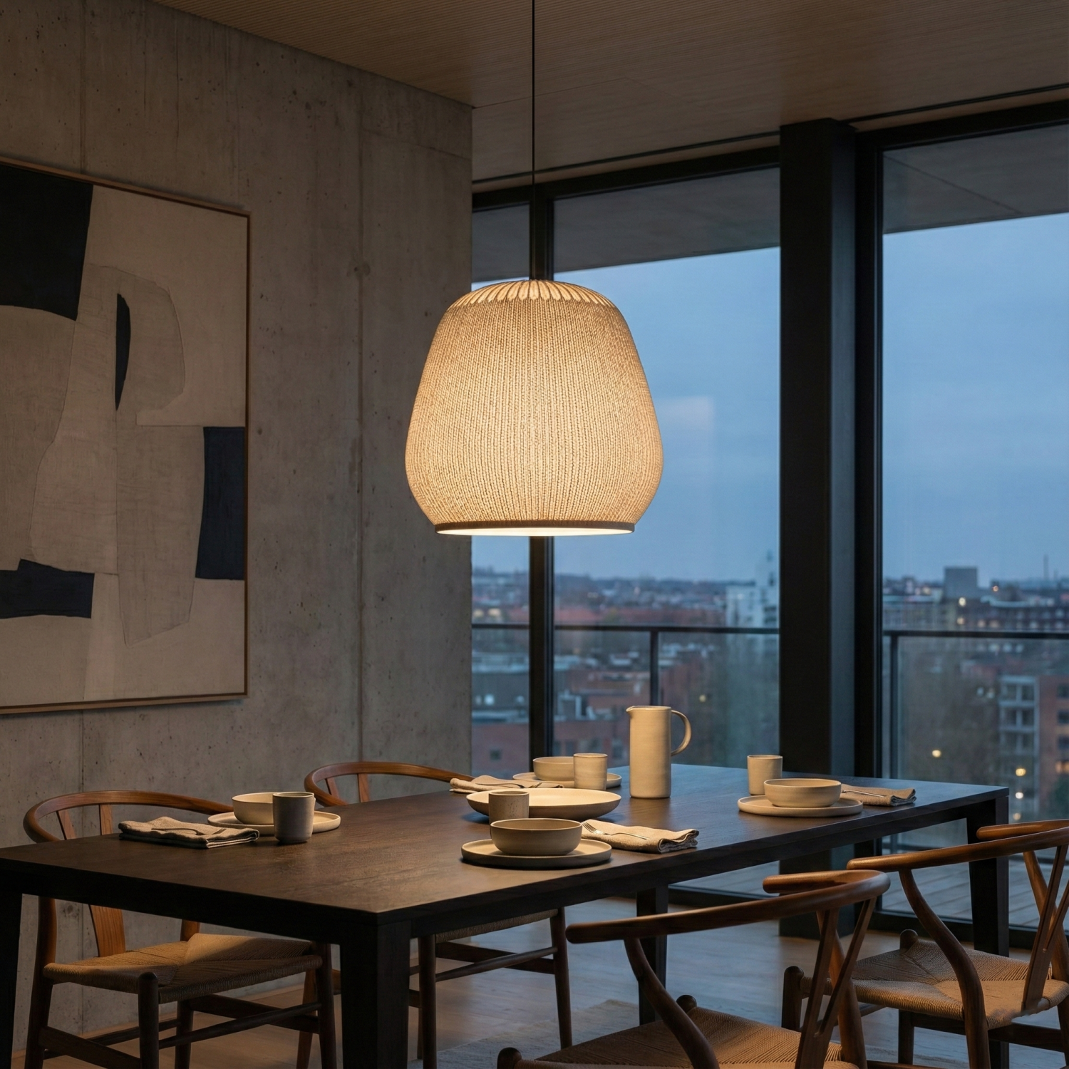 Снимка на Висящ пендел Globe A | Текстилен абажур | Бял | E27