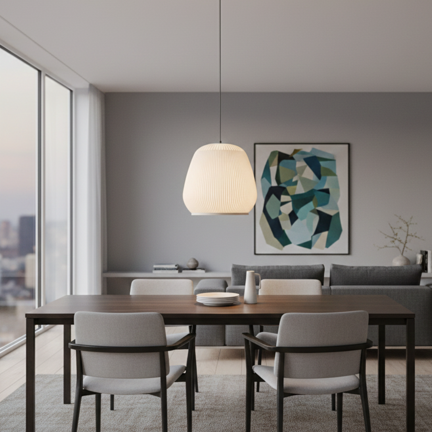 Снимка на Висящ пендел Globe A | Текстилен абажур | Бял | E27