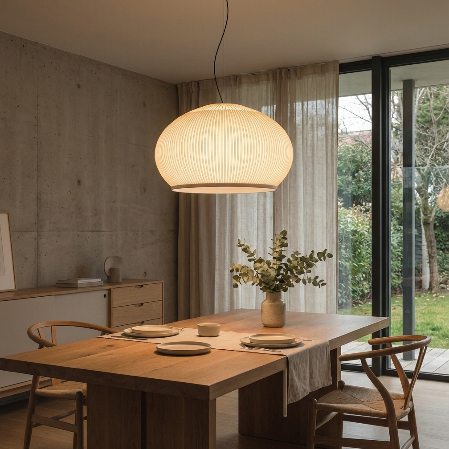 Снимка на Висящ пендел Globe B | Текстилен абажур | Бял | E27