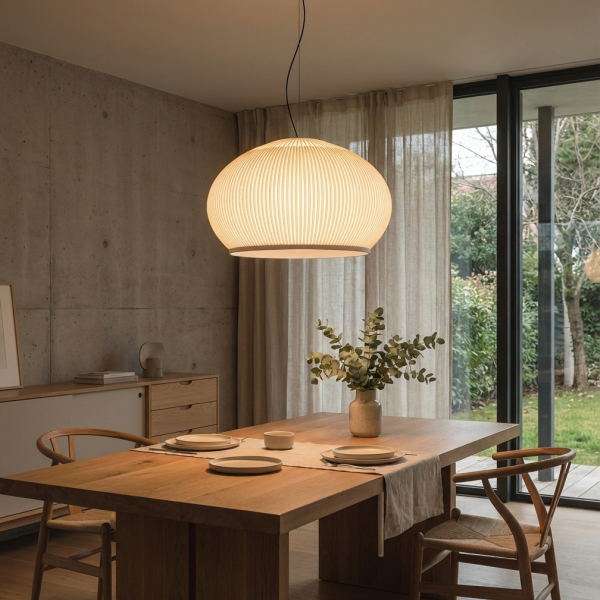 Снимка на Висящ пендел Globe B | Текстилен абажур | Бял | E27