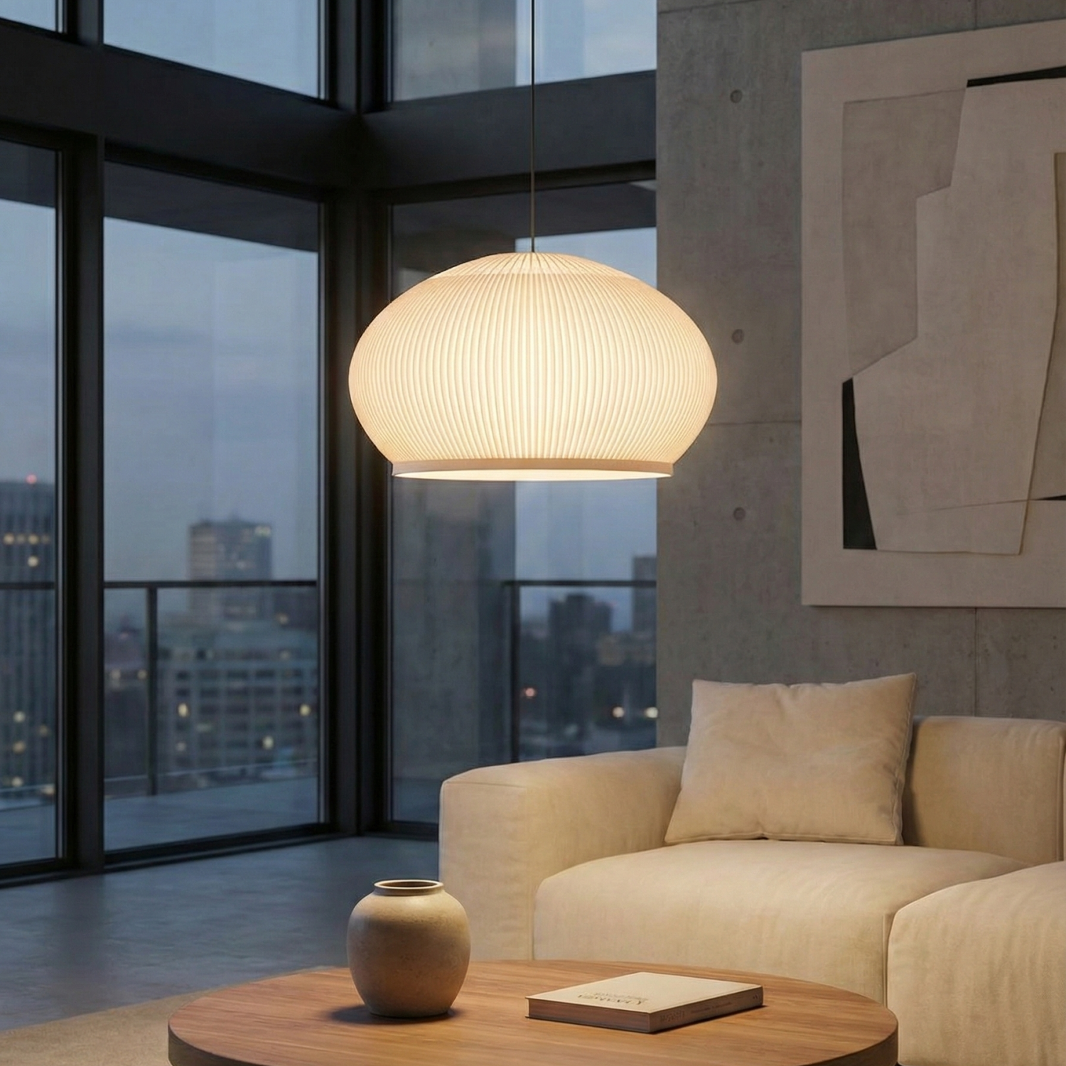 Снимка на Висящ пендел Globe B | Текстилен абажур | Бял | E27