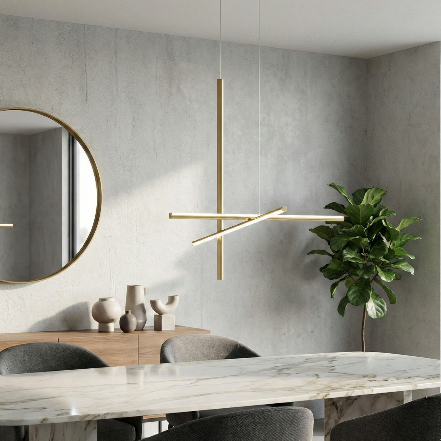 Снимка на Висяща LED лампа Linear M | 21W | 3000K | Златист