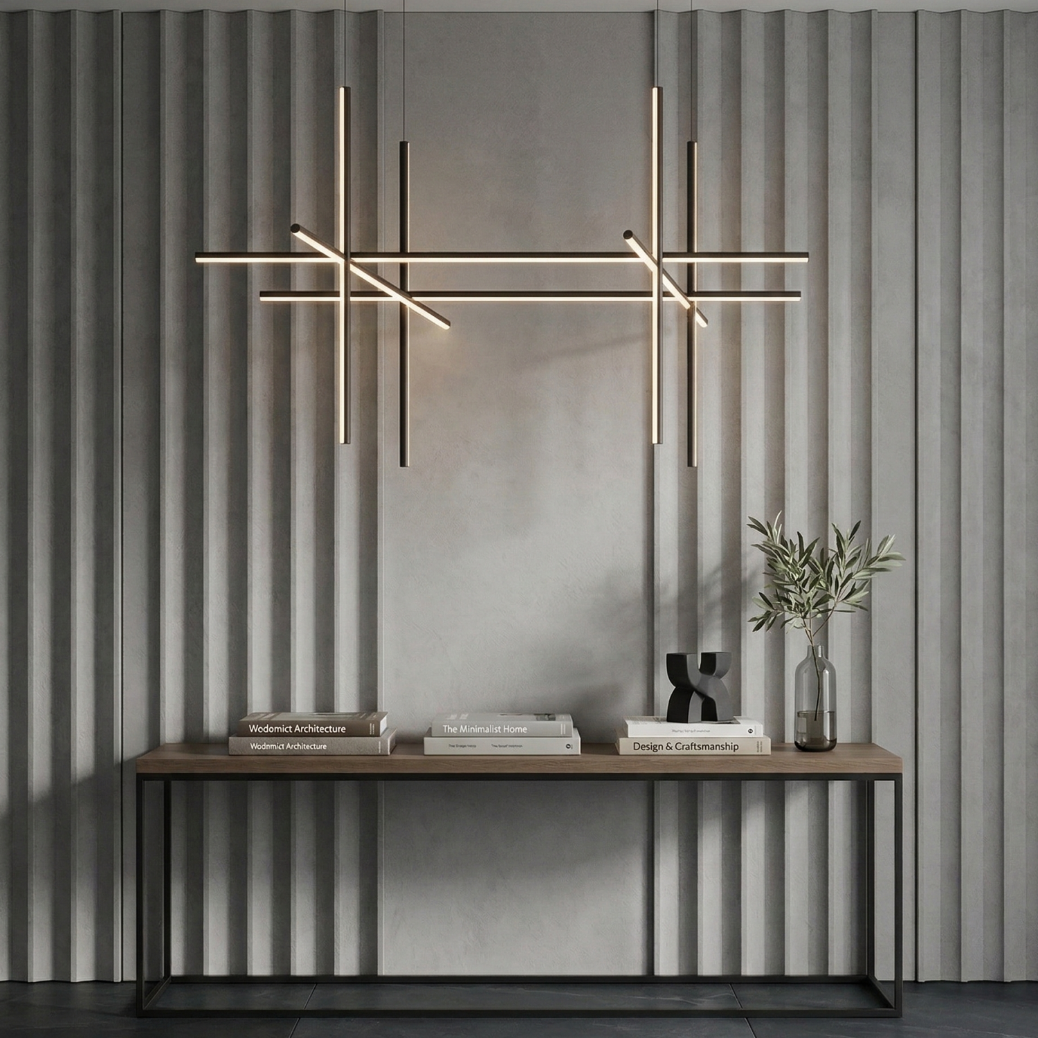 Снимка на Дизайнерска висяща LED лампа Linear L | 60W | Черна | Геометрична