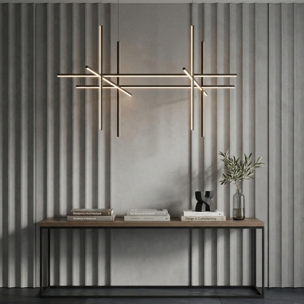 Снимка на Дизайнерска висяща LED лампа Linear L | 60W | Черна | Геометрична