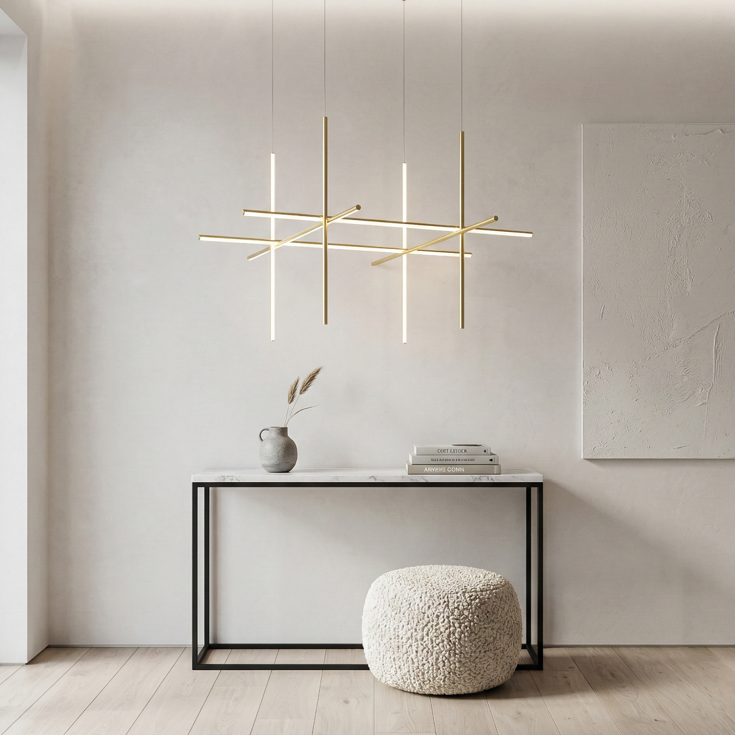 Снимка на Дизайнерска висяща LED лампа Linear L | 60W | Черна | Геометрична