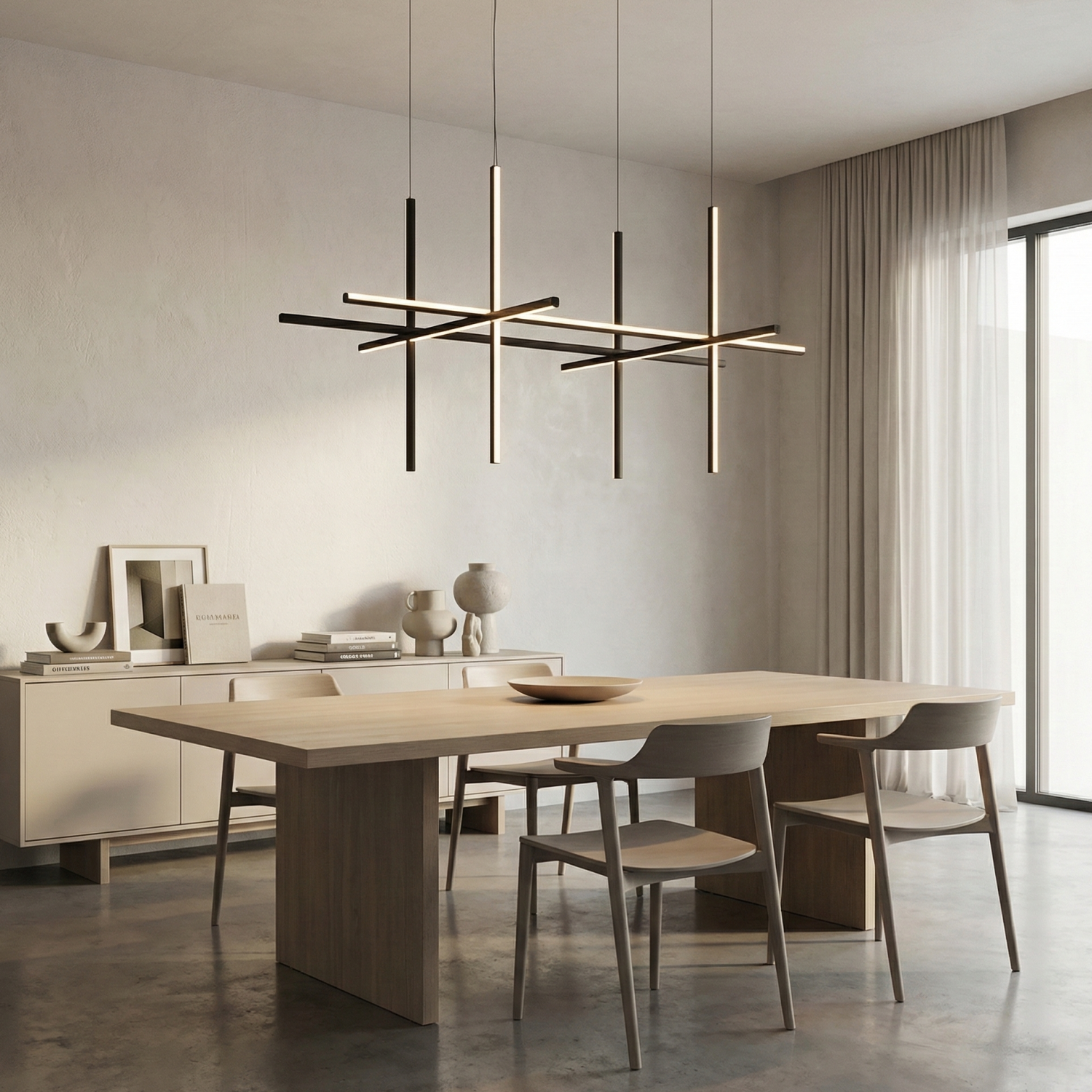 Снимка на Дизайнерска висяща LED лампа Linear L | 60W | Черна | Геометрична