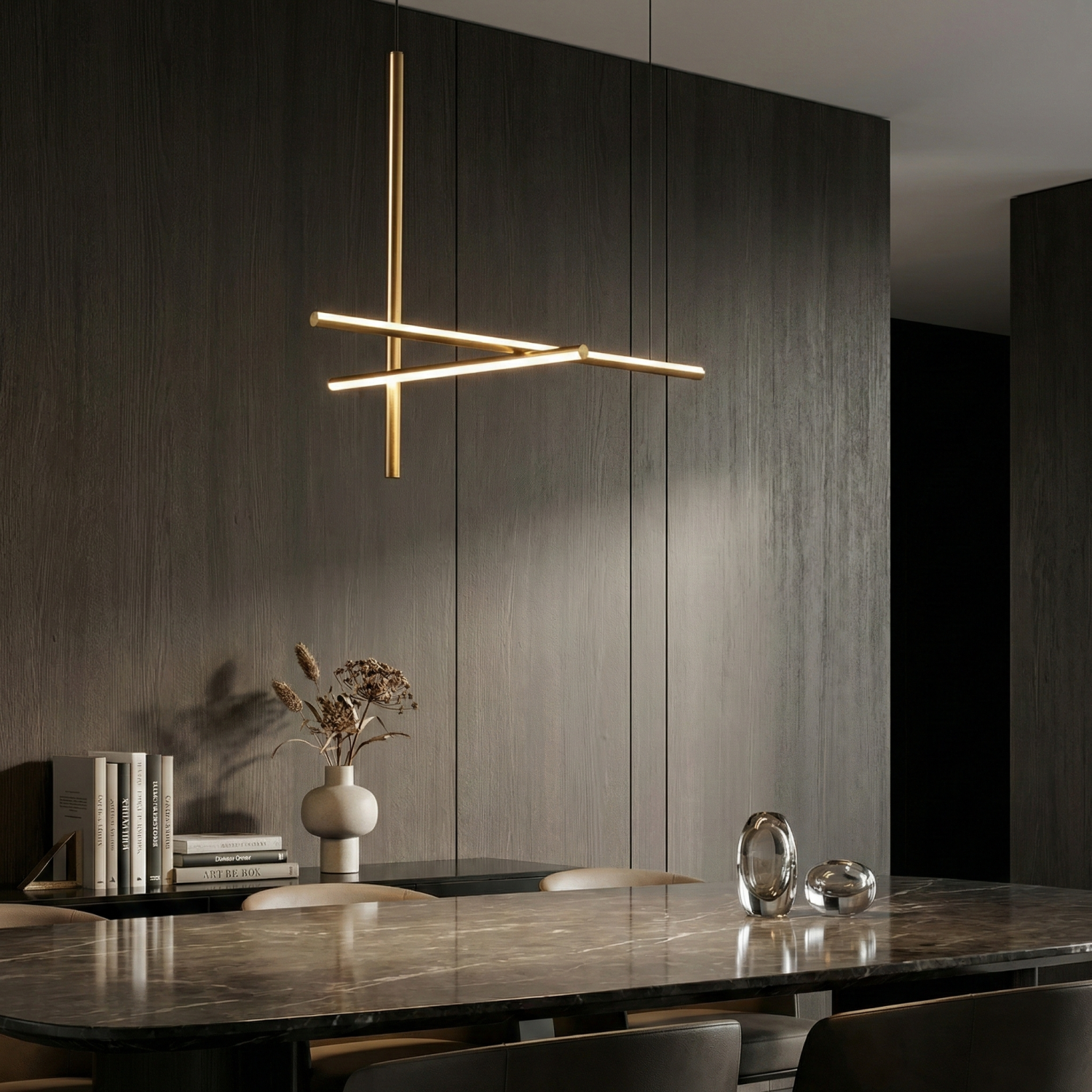 Детайлно изображение на Висяща LED лампа Linear M | 21W | 3000K | Златист Снимка на Висяща LED лампа Linear M | 21W | 3000K | Златист