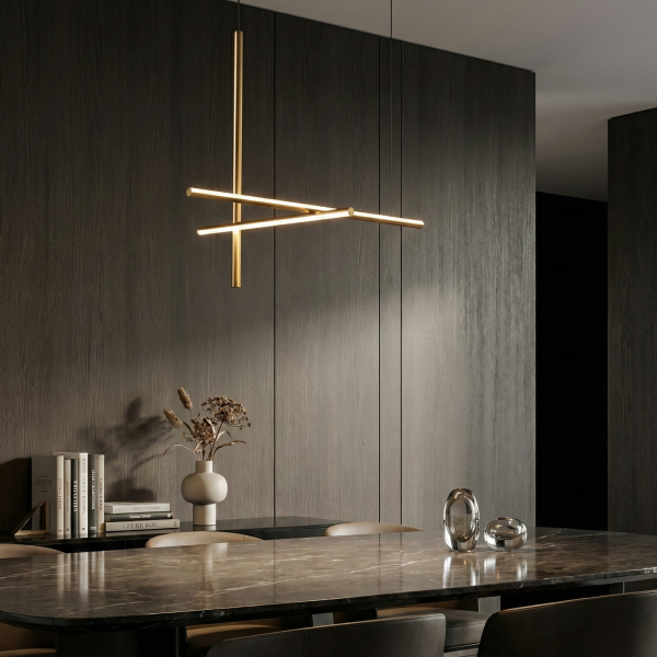 Детайлно изображение на Висяща LED лампа Linear M | 21W | 3000K | Златист Снимка на Висяща LED лампа Linear M | 21W | 3000K | Златист