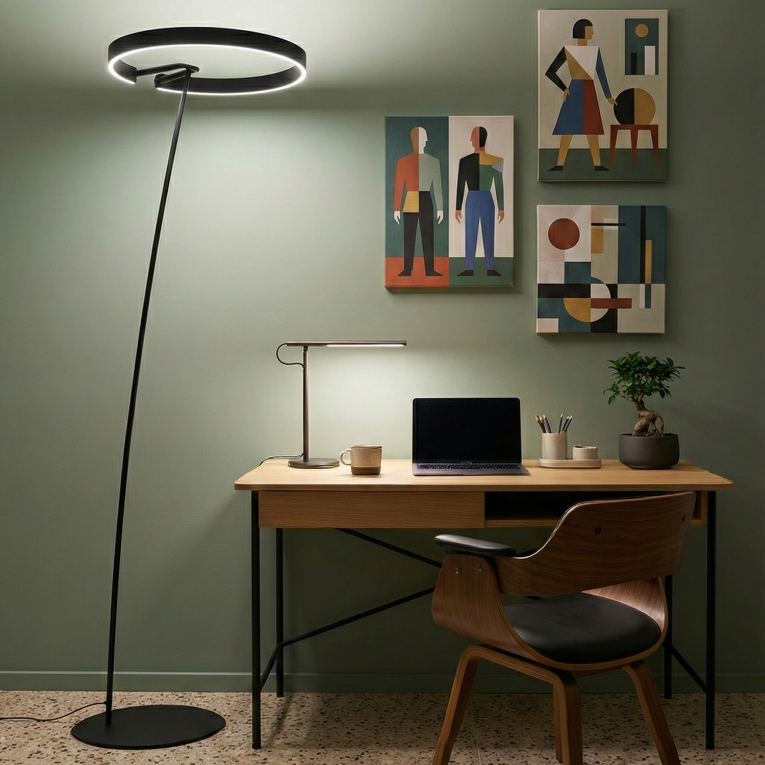 Детайлно изображение на Дизайнерска наземна LED лампа Lira | 32W | 175cm Снимка на Дизайнерска наземна LED лампа Lira | 32W | 175cm