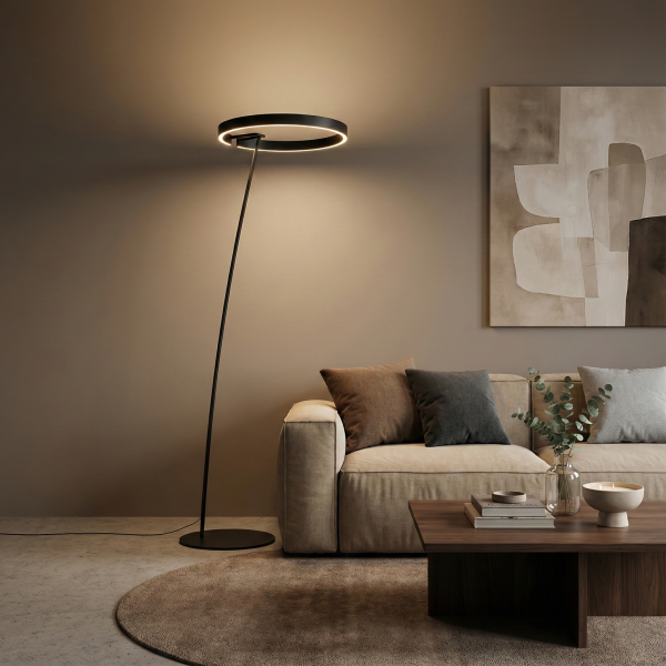 Детайлно изображение на Дизайнерска наземна LED лампа Lira | 32W | 175cm Снимка на Дизайнерска наземна LED лампа Lira | 32W | 175cm