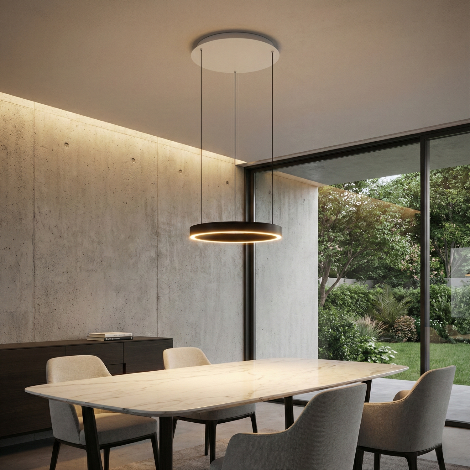 Детайлно изображение на Висящо LED осветително тяло Luno тип пръстен с 2.4G дистанционно Снимка на Висящо LED осветително тяло Luno тип пръстен с 2.4G дистанционно