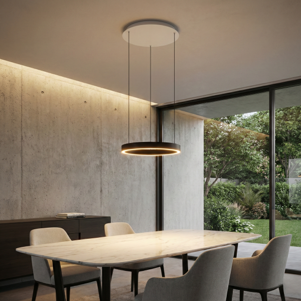 Детайлно изображение на Висящо LED осветително тяло Luno тип пръстен с 2.4G дистанционно Снимка на Висящо LED осветително тяло Luno тип пръстен с 2.4G дистанционно